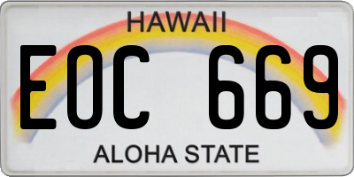 HI license plate EOC669