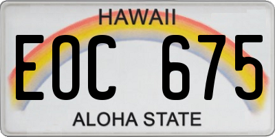 HI license plate EOC675