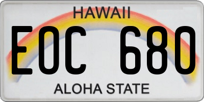 HI license plate EOC680