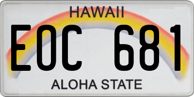 HI license plate EOC681