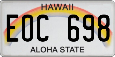 HI license plate EOC698