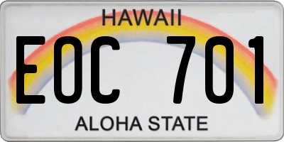 HI license plate EOC701