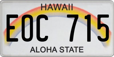 HI license plate EOC715