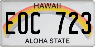 HI license plate EOC723