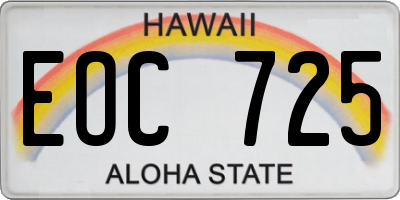 HI license plate EOC725