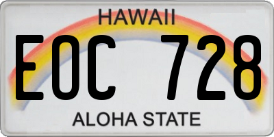 HI license plate EOC728