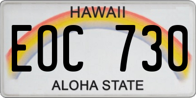 HI license plate EOC730