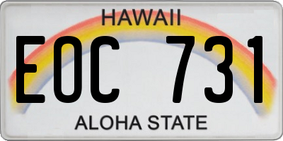 HI license plate EOC731