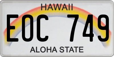 HI license plate EOC749