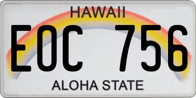 HI license plate EOC756