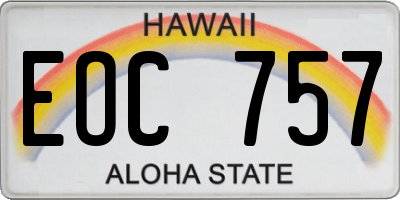HI license plate EOC757