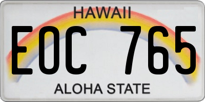 HI license plate EOC765
