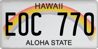 HI license plate EOC770