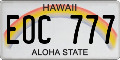 HI license plate EOC777
