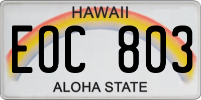 HI license plate EOC803