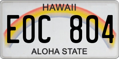 HI license plate EOC804