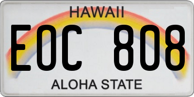 HI license plate EOC808