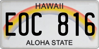 HI license plate EOC816