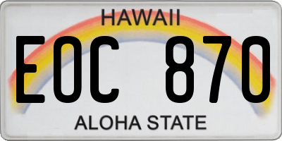 HI license plate EOC870
