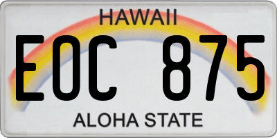 HI license plate EOC875