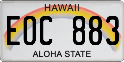 HI license plate EOC883