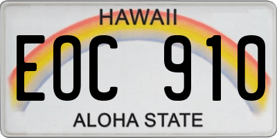 HI license plate EOC910