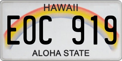 HI license plate EOC919