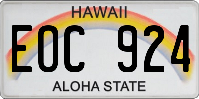 HI license plate EOC924