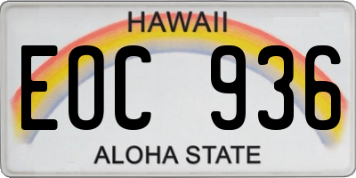 HI license plate EOC936
