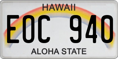 HI license plate EOC940
