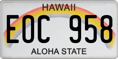 HI license plate EOC958