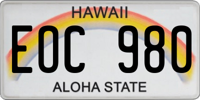 HI license plate EOC980