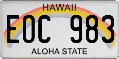 HI license plate EOC983