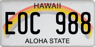 HI license plate EOC988