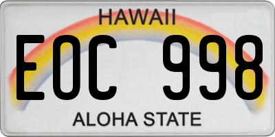 HI license plate EOC998