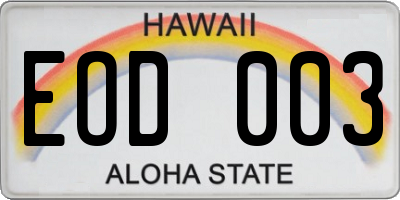 HI license plate EOD003