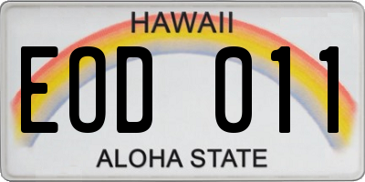 HI license plate EOD011