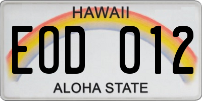 HI license plate EOD012