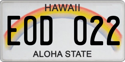 HI license plate EOD022