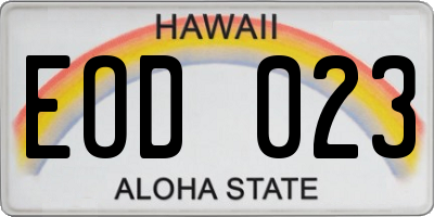 HI license plate EOD023