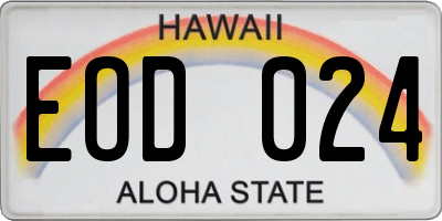 HI license plate EOD024