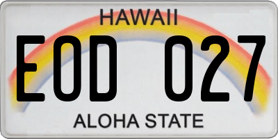 HI license plate EOD027