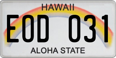 HI license plate EOD031