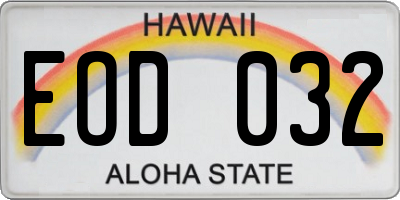 HI license plate EOD032