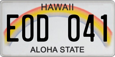 HI license plate EOD041