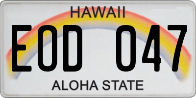 HI license plate EOD047