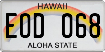 HI license plate EOD068
