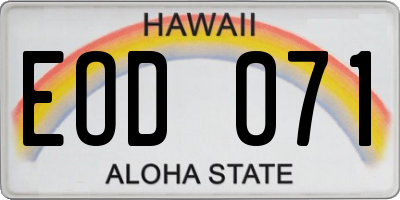 HI license plate EOD071
