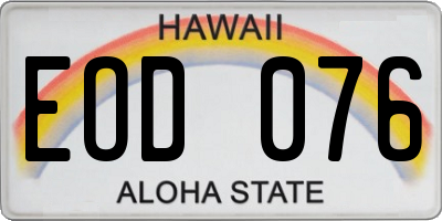 HI license plate EOD076