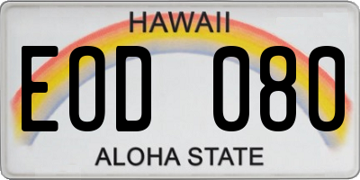 HI license plate EOD080